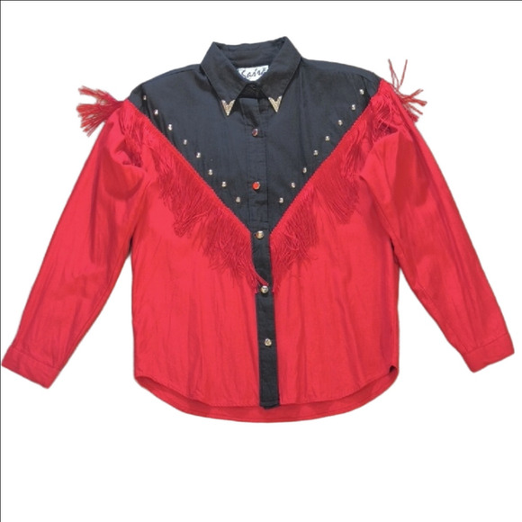 Roper Black and Red Western Fringe Shirt - Picture 3 of 5